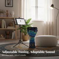 Adjustable Tuning Tunable Djembe Portable Djembe Drum Lightweight Musical Instrument Rich Resonant Sound for Beginners, Professionals, Music Class, Home Practice, Performance, Outdoor