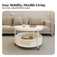 Light Luxury Design 2-Tier Round Rolling Trolley Mobile Design 2-Tier Rolling Trolley Versatile Use Side Table Sturdy Construction for Apartment Dwellers, Interior Decorators, Party Hosts, Living Room, Small Areas, Bedroom, Kitchen