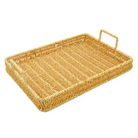Wicker Serving Basket with Handles Rectangular Wicker Tray with Handles Versatile Rectangle Serving Tray for Hosts, Bakery, Kitchen