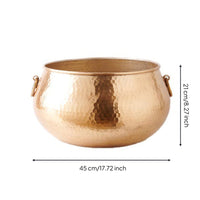 Metal Vase with Handles Gold Decorative Vase Hammered Metal Bowl Textured for Tabletop, Entryway