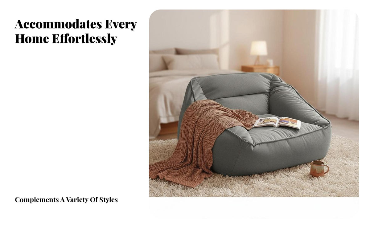 With Backrest Single Person Floor Sofa Comfortable Bean Bag Chair Relaxing Indoor Furniture No Assembly Required for Adults, Students, Gamers, Bedroom, Dorm Room, Reading Nook, Apartment