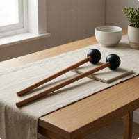 Matching Pair Mallet Drum Mallets Black Head Mallet Drum Mallet Natural Wood Wooden Mallet Slender Shaft for Hand Drums