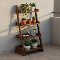 Ladder Bookshelf Solid Wood Wall Ladder Bookshelf Space-Saving Leaning Bookcase for Book Lovers, Home Office, Living Room, Reading Nook