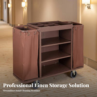 Housekeeping Trolley Cart Multi-Functional Janitorial Push Cart Multifunctional Industrial Cleaning Trolley for Housekeepers, Guest Rooms, Hospital