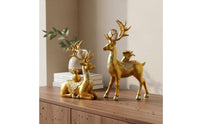 2 Pieces Light Luxury Design Aesthetic Resin Deer Statue Set Auspicious Gift Resin Deer Sculpture Set Luxurious Design for Entrance Hall