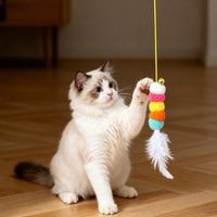 Interactive Door Hanging Cat Toy Hands-Unattended Retractable Cat Toy Elastic Replaceable for Apartments