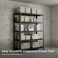 Multi-Tier Metal Shelf High Load Capacity Freestanding Storage Rack Sturdy Construction 5-Tier Metal Shelving for Adults, Warehouse, Storeroom, Pantry