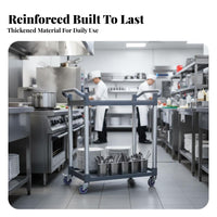 Multi-Functional Plastic Rolling Service Cart 360° Swivel Casters Restaurant Bussing Cart Large Capacity Rolling Service Trolley Long-Lasting for Professionals, Janitorial Personnel, Warehouse Workers