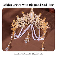 Tassel Forehead Chain Headdress Retro Design Exotic Bead Tassel Crown Move Ld Princess Crown Crystal Embellished for Photoshoots