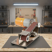 Mini Belt Sander with Grinding Wheel Multi-Functional Benchtop Sander Electric Blade Edge Restorer Bench-Top Power Tool Compact