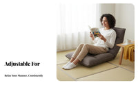 Japanese Design Foldable spinerest Lounger Multi-Angle Positions Floor Chair triple-function adaptable Design Lounge Seat Ergonomic with Pillow for Students, Adults, gaming enthusiasts, Bay opening, perusing corner, Dorm Room, Home Office
