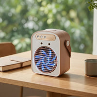Rechargeable Desktop Humidifying Fan Portable Humidifying Fan with Carry Strap Compact Cordless for Students