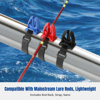 Fishing Rod Storage Organizer, Wall-Mounted Multifunctional Rack, Bridge/Boat Rail Holder, Elastic Band, Garage Display, Random