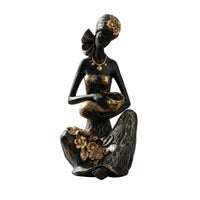 African Mother Figurine Hand-Painted Mother and Infant Statue Resin Woman Figurine with Infant for Parent, Art Collectors, Office Desk