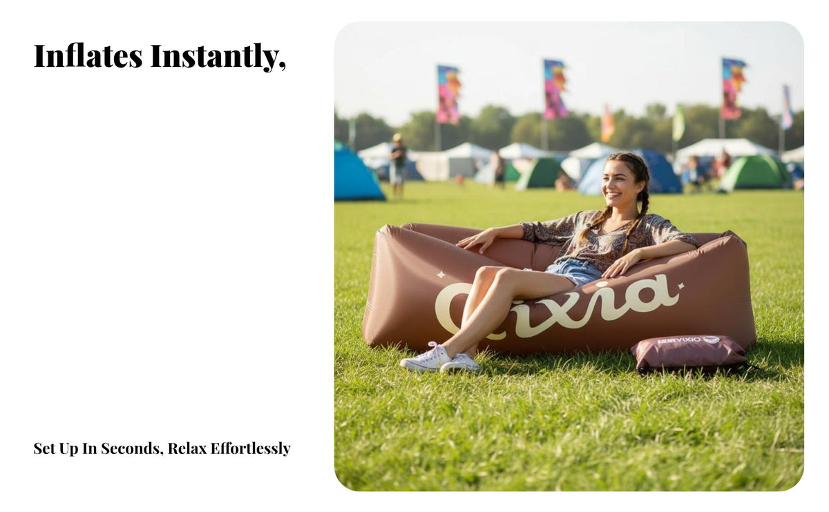 Wind-Inflated Lounger Portable Wind-Filled Recliner Lightweight wind-inflated lounger for event& travelers, Beach Lovers, Music concerts, Traveling, Picnics