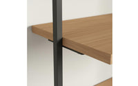 Minimalist Design Multi-Tier Storage Shelf Space Saving Wood and Metal Etagere Industrial Leaning Bookshelf for Living Room, Home Office, Bedroom