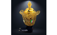 Electric Scent Warmer Electrically-Powered Scent Warmer with Handles Gold-Finished for Home Fragrance, Tea-Serving Areas