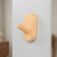 Wooden Coat Hook, Pre-mounted Wall Mounted Single Wood Hook, Nordic Wood Coat Hooks for Kids Room, 15kg Capacity