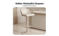 Minimalist Design Upholstered rotating Stool with Backrest Height Adjustable Upholstered rotating Stool Integrated Footrest Bar Chair Padded Seat for Adults, Homeowners, Business Owners, Boutique, Reception Desk, Restaurant, Kitchen Counter