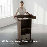 Modern Design Teacher's Podium Desk Multi-Purpose Standing Speech Podium Stable Structure Wooden Lectern with Storage Long-Lasting for Teachers, Speaker S, Speakers, Classroom, Lecture Hall, Auditorium, Conference Room