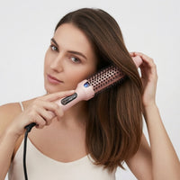 Two-Way Voltage Heated Styling Comb Fast-Heating Styling Comb with LCD Display Volumizing Hot Round Brush Tangle-Tangle-Free for Travel