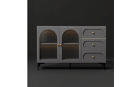 Buffet Cabinet with Arched Glass Doors Classic Modern Decorative Cabinet with Glass Doors Display Credenza for Living Room, Bedroom, Hallway