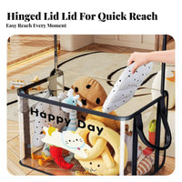 particle-resistantResistant closureed stuffedie Barrel transparent Design Stuffed creature Container Large Capacity Toy container Space-Saving for children, young children, Parents, Playroom, Nursery, Bedroom, Living Room