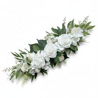 60cm Flower Strip with Green Leaves Decorative Artificial Rose Garland Flexible Artificial Floral Swag Portable for Brides, Mirrors