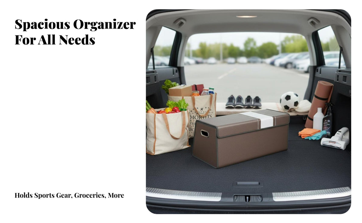 Multi-Compartment foldable luggage Box Portable with Handles Trunk Organizer Large Capacity Vehicle Storage Multiple Pockets for Car Owners, Families, Travelers, Grocery Shopping, highway journeys, Camping, Garage