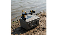 Fishing Box Corner Rod Holder Sturdy Duty Double Rod Turret Mount Fishing Pole Holder Easy Assembly Lightweight
