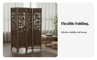 Chinese Design Folding Screen Foldable Hollow-out Folding Screen Portable Antique Wooden Partition for Homeowners, Bedroom, Tea House