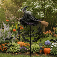 Rotating Witch Wind Wind Spinner Kinetic Witch Wind Spinner with Stake Outdoor Garden Stake Ornament Gothic for Homeowners