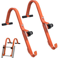 2 Pieces Steel Ladder Stabilizer with Wheel Orange Ladder Stabilizer Curved Hardware Angled for Roofers, Contractors, Homeowners, Construction, Home Improvement