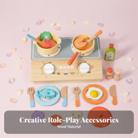 Imaginative Role Play Wooden Kitchen Toy Set Develops Fine Movement Skills Toy Cooking Set with Storage Box Realistic Accessories