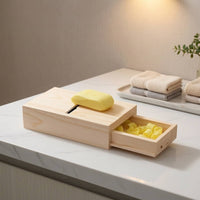 Wooden Soap Trimmer with Drawer Natural Wood for Home Workshop