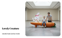 Panda Sculpture Seat Weather Resistant Cartoon Panda Bench Fiberglass Character Chair for Children, Families, Shopping Mall, Playground, Park