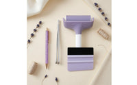 White Handle Embossing Roller Kit Glitter-Textured Needle Pen Silver-Toned Clip Felt Scraper Gold-Toned Tip for Printing Work