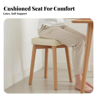Stackable Upholstered Wooden Stool Padded Seat Backless Chair High Rebound Cushion Household Furniture Strong Load-Bearing for Families, Homeowners, Students, Dining Room, Bedroom, Restaurant, Entryway