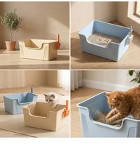 Extra Large High-Entry Cat Litter Box Open Top Anti-Splash