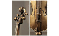 Violin Figurine Golden Violin Decor with Base Material Tabletop Ornament for Violinists, Bookshelf, Office Desk