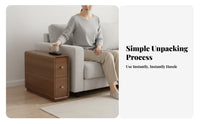 Rolling C-Table Space-Saving Household Furniture Mobile Design Vintage Look for Home Workers, Living Room, Small Spaces, Bedroom