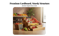 Moisture-Proof Cardboard Step Shelf Easy to Assemble Fruit Display Steps Heavy-Duty 3-Tier Display Stand Flat Pack for Retailers, Shop Owners, Supermarkets, Grocery Shop S, Agricultural Markets, Temporary Shops