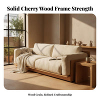 Calm Simplicity Aesthetic Sofa Removable and Washable Cover Nordic Aesthetic Couch Small Apartment Friendly Wood Frame Sofa for Young Adults