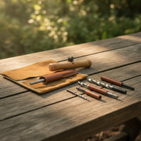 Portable Manual Auger with T-Handle Compact Bushcraft Auger with Leather Sheath Outdoor Scotch Eye Wood Drill Heavy-Duty for Survivalists, Campers, Woodworkers, Camping, Woodworking