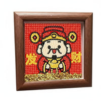 Includes Frame God of Wealth Crystal Painting Sparkling Effect Framed Crystal Art Kit Full Drill for Artisan S, Desk, Living Room
