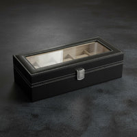 Transparent Window Watch Display Box Luxury Look Leather Watch Box Velvet Lined Storage Furniture Soft Cushion Slots for Gift Packaging