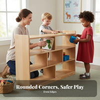 Kidschild-safe Design Montessori Cubby Unit Rounded Edges Multi-Cubby Organizer Open-Front entry children's Furniture long-lasting Construction for Toddlers, educators, Parents, Kindergarten, Preschool, Classroom, Playroom