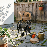 Hose Reel Cart with Crank Stable Hose Reel Cart with Handle Smooth for Yard