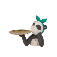Pandas Statue with Tray Cute Pandas Tray Ornament Functional Catchall Dish for Vanity, Desk