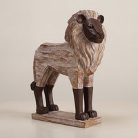 Lion Sculpture Rustic Lion Statue Distressed Decor for Tabletop, Study, Bookshelf